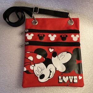 NWOT - Genuine Disney Mickey Mouse ❤️ Red Crossbody Bag Strap & Zippered Pockets